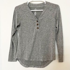 St John’s Bay- henley sweater, very soft & comfortable, “speckled” look, size SM